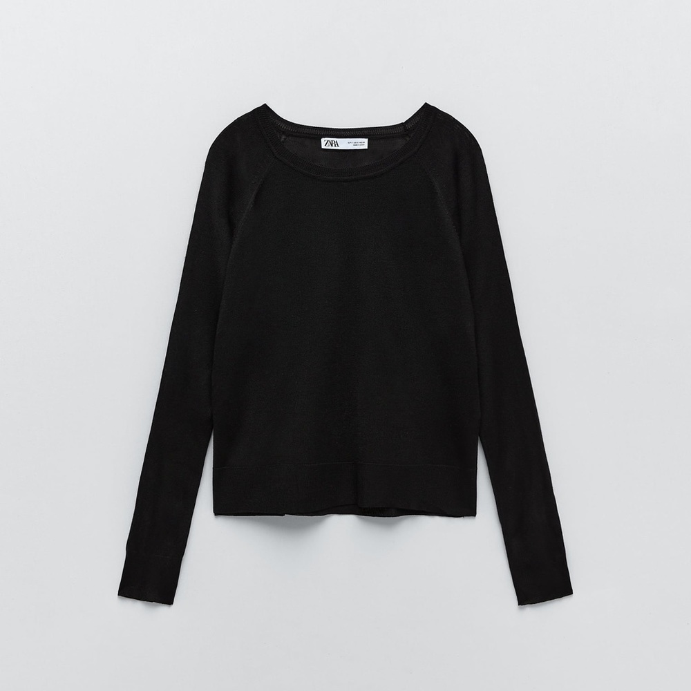NWOT Zara Basic Black Knit Long Sleeve size small